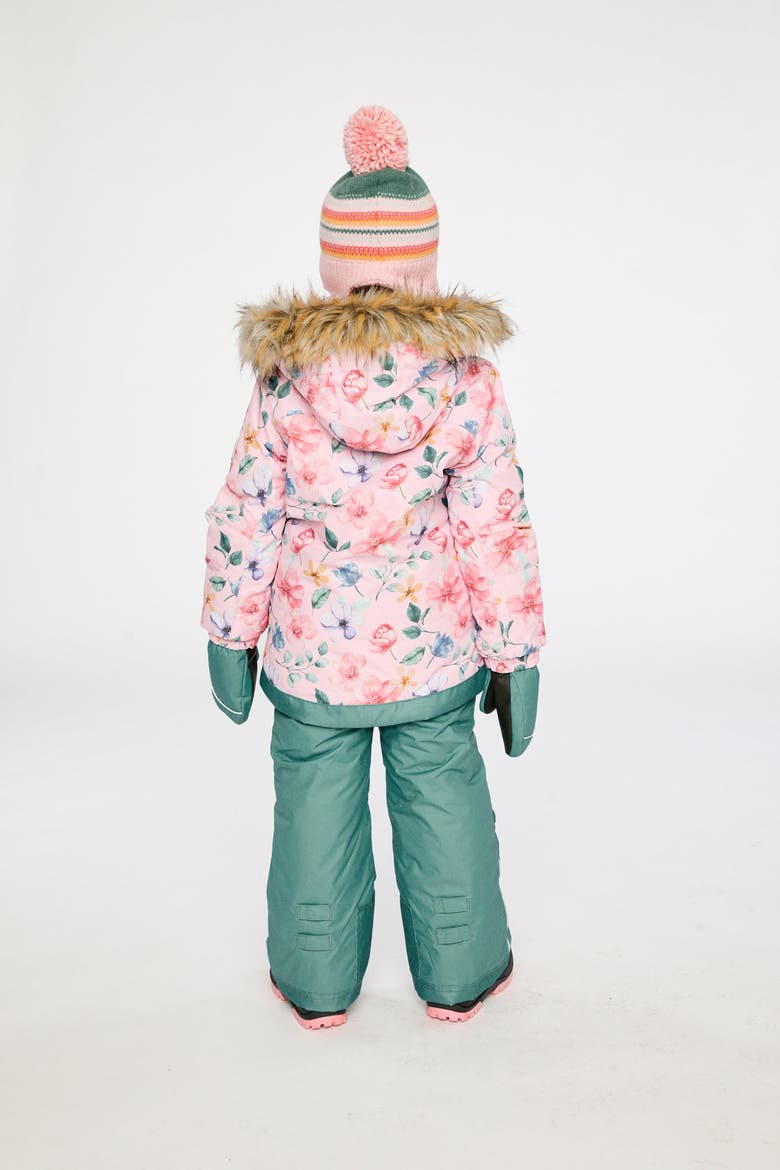 Play Vintage Floral Jacket & Reinforced Pants Two Piece Snowsuit, Alternate, color, Pink Flower Print