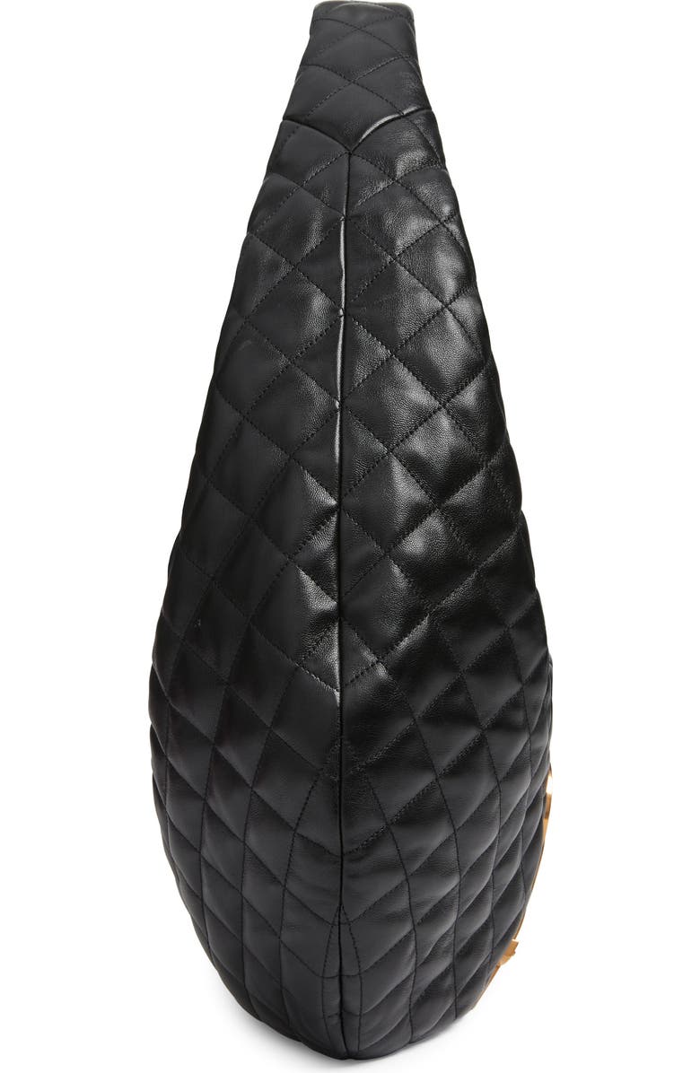 Saint Laurent Icare Quilted Leather Hobo Bag, Alternate, color, Noir
