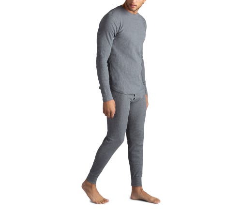 Watson's Waffle Long Sleeve Thermal Crew In Gray