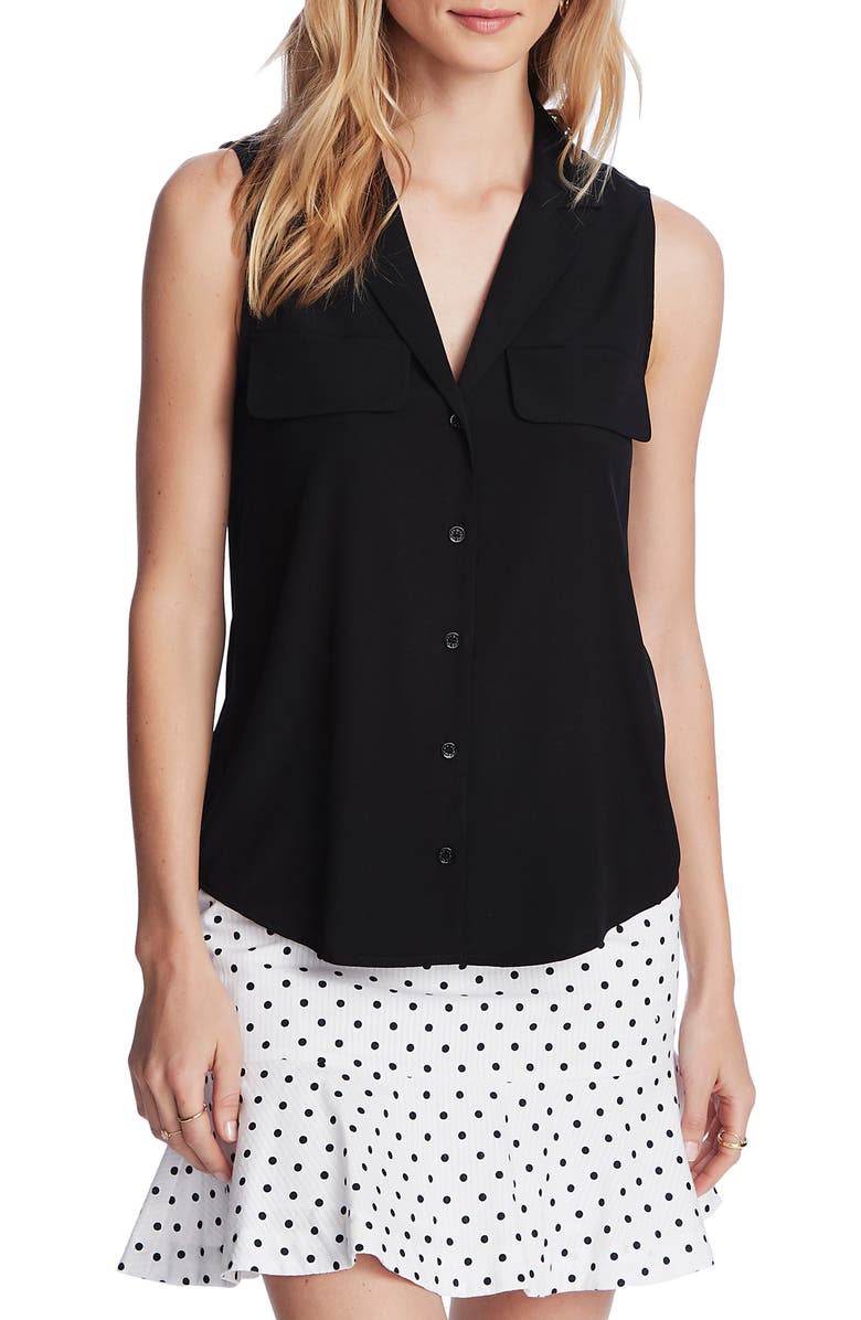 Court & Rowe Collared Button Front Sleeveless Shirt, Main, color, 