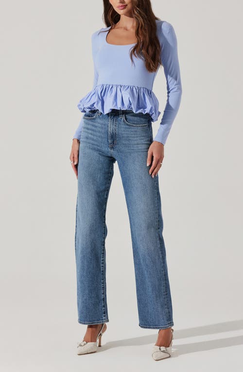 Astr The Label Bubble Peplum Top In Blue