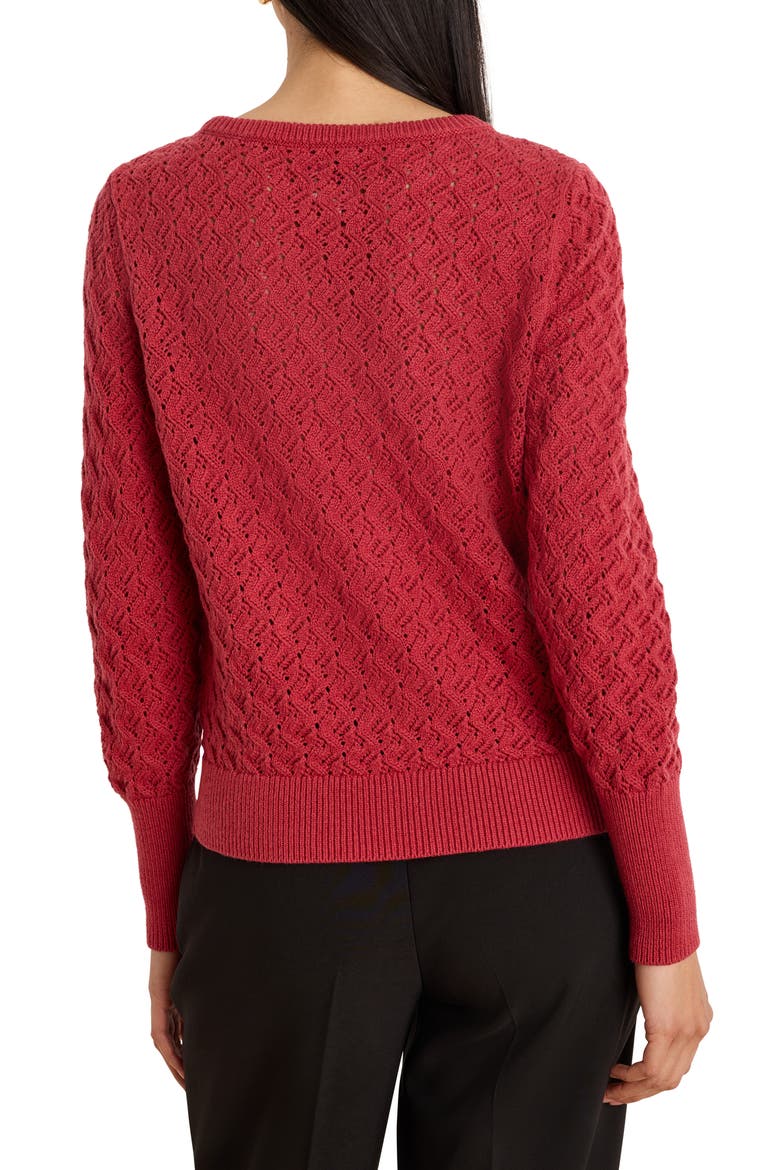 Sterling Shimmer Pointelle Stitch Sweater, Alternate, color, RED MAPLE