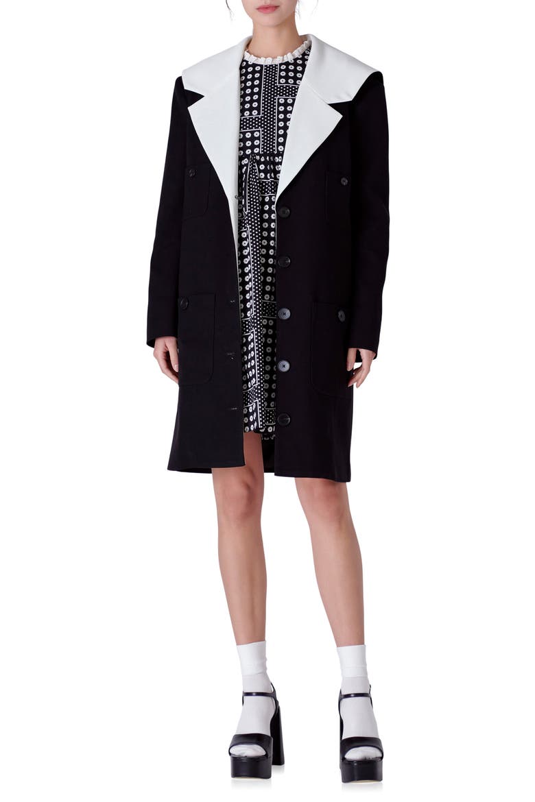 Sailor Collar Coat, Main, color, BLACK/WHITE