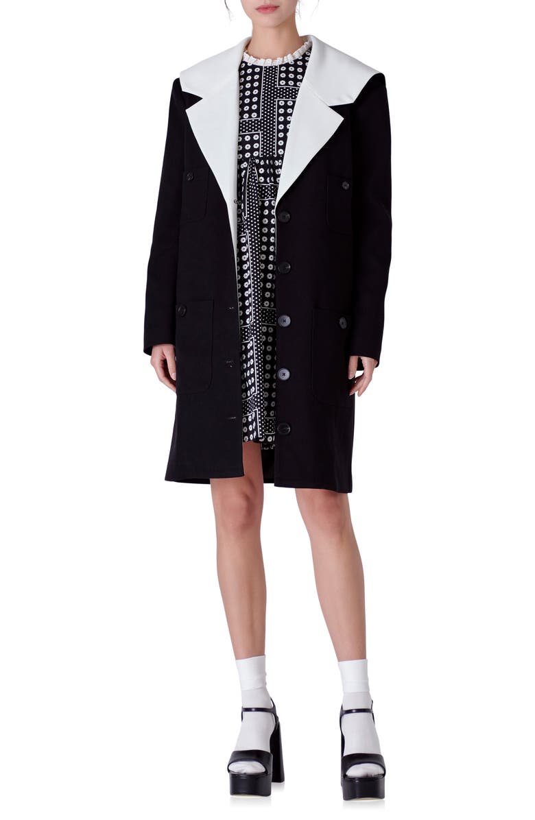 English Factory Sailor Collar Coat, Main, color, Black/ White