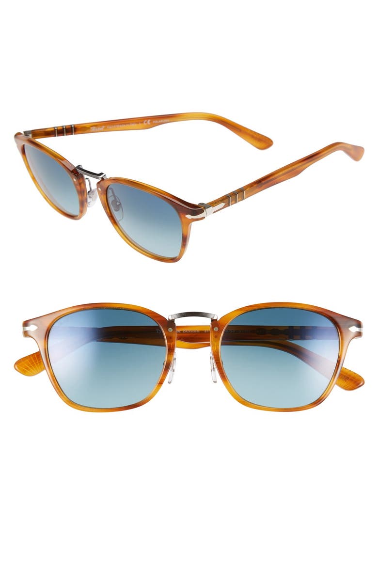 51mm Polarized Retro Sunglasses, Main, color, STRIPED LIGHT BROWN/ BLUE