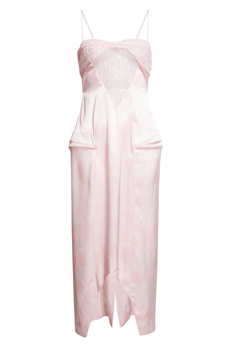 Prima Satin & Lace Column Gown, Alternate, color, PINK PICNIC