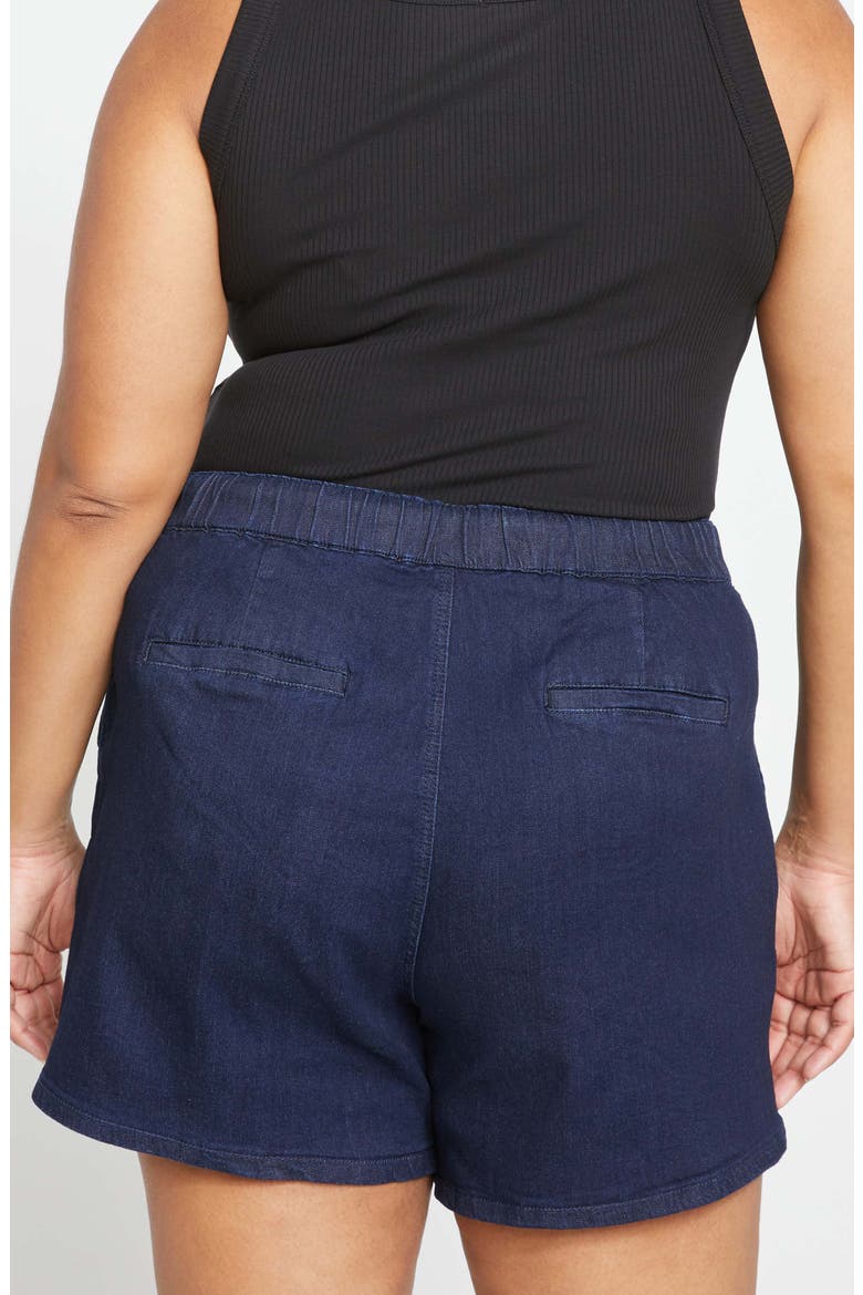 Marche Tie Waist Denim Shorts, Alternate, color, DARK INDIGO
