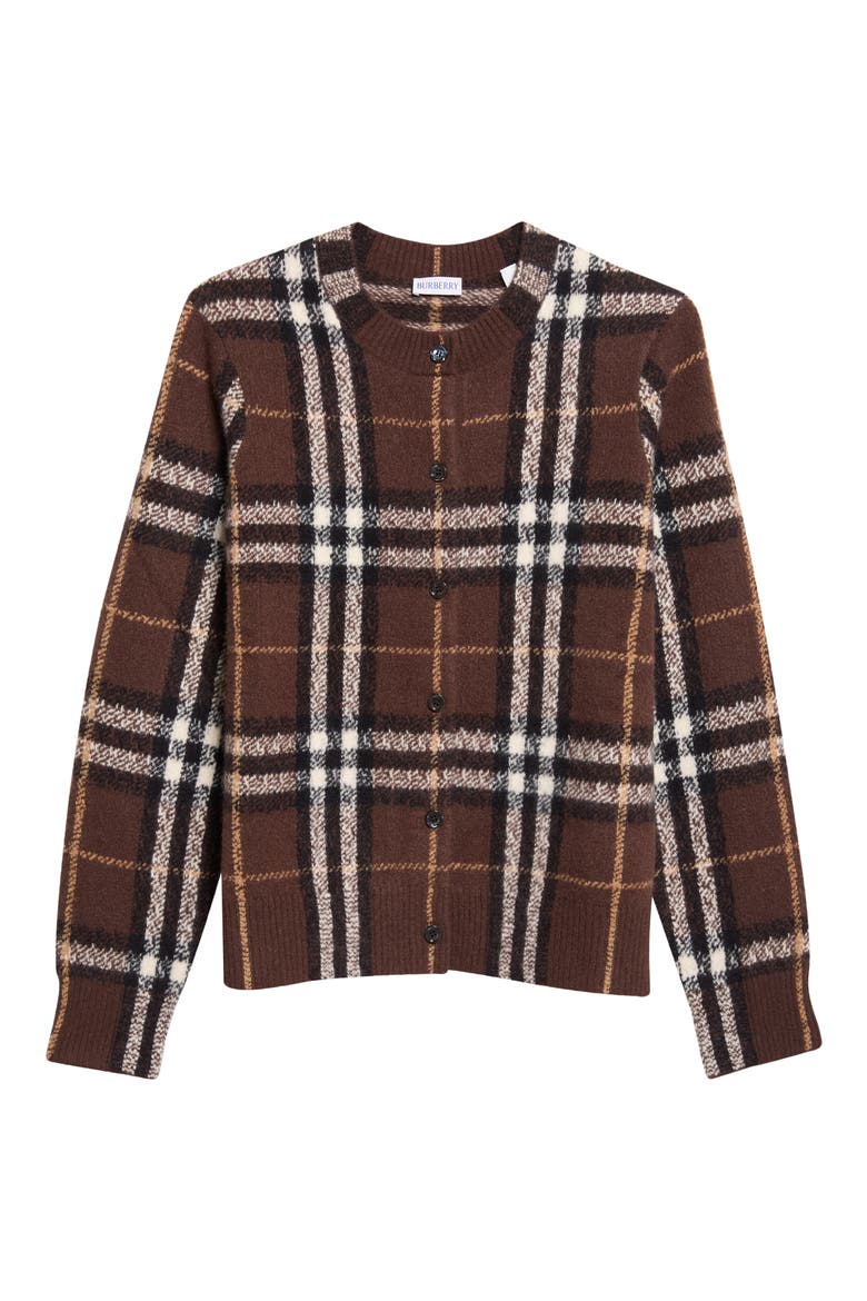 Clara Plaid Cashmere Cardigan, Main, color, TREACLE BROWN