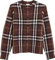 Burberry Clara Plaid Cashmere Cardigan