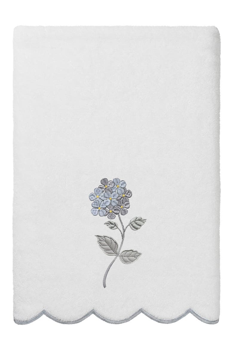 Hydea Scalloped 3-Piece Embellished Towel Set, Alternate, color, WHITE/ GRAY