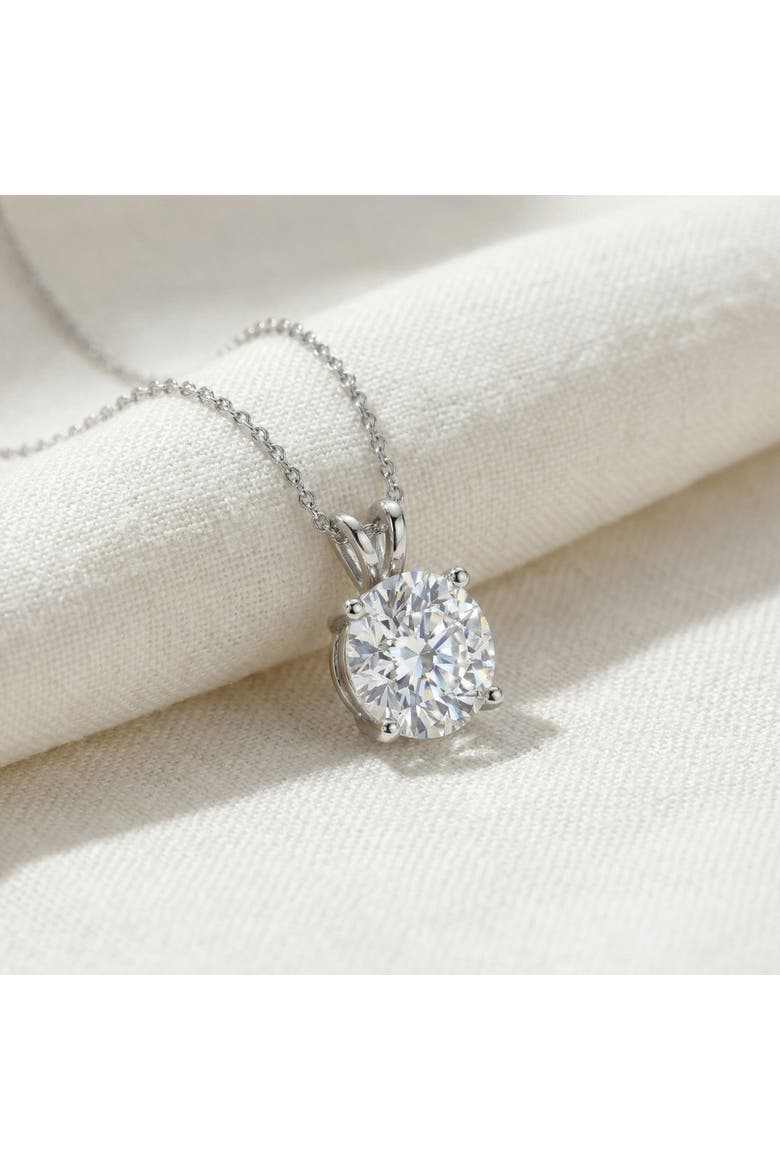 1Ct Solitaire Diamond Pendant 14k Gold Lab Grown 18" Necklace, Alternate, color, 14k White Gold