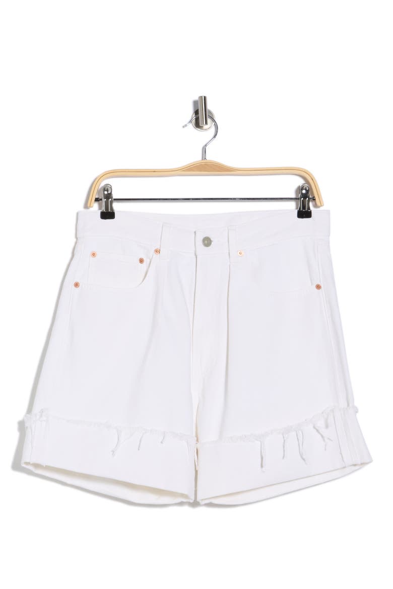 Brooke Fray Hem Cuffed Denim Shorts, Alternate, color, WHITE WASH