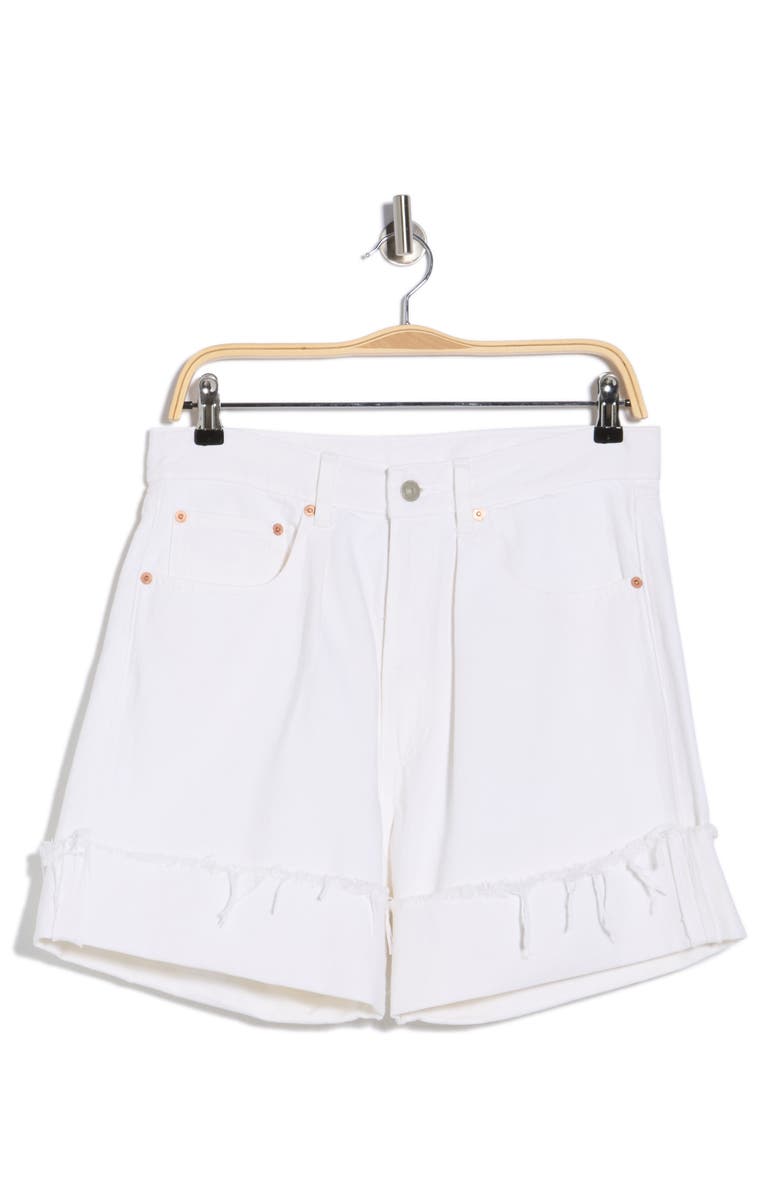 DENIMIST Brooke Fray Hem Cuffed Denim Shorts, Main, color, White Wash