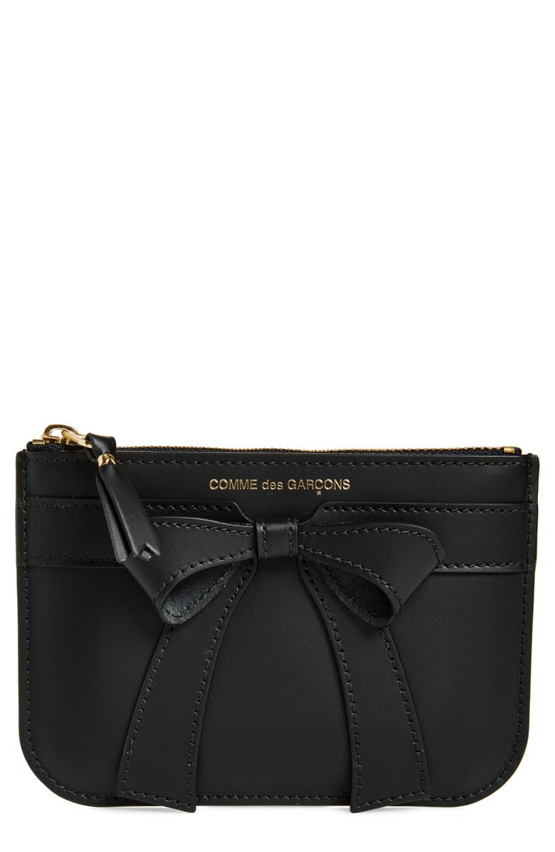 Comme des Garçons Wallets Big Bow Leather Coin Purse, Main, color, Black