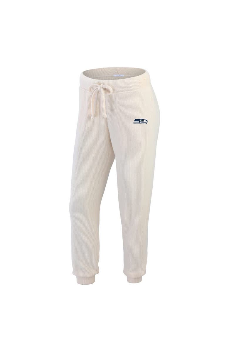 WEAR by Erin Andrews Women's WEAR by Erin Andrews  Oatmeal Seattle Seahawks Plus Size Rib-Knit Long Sleeve T-Shirt & Pants Lounge Set, Alternate, color, Oatmeal