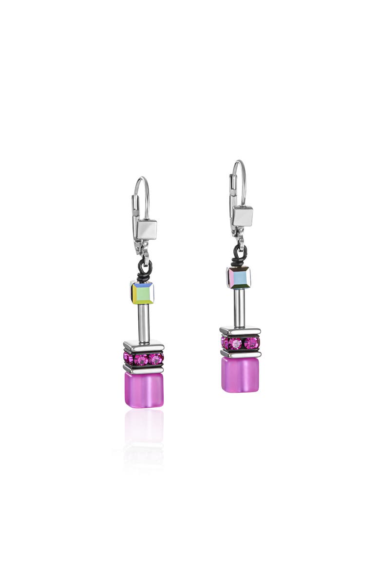 Geocube Earrings, Alternate, color, Pink
