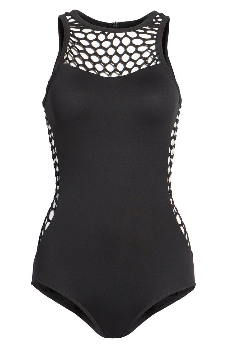 Seafolly 'Mesh About' High Neck One-Piece Swimsuit, Alternate, color,