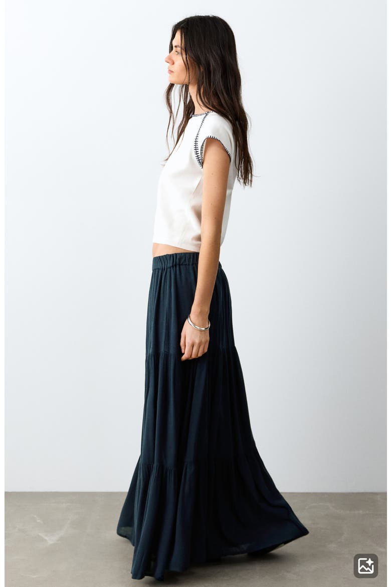 Tiered Maxi Skirt, Alternate, color, NAVY