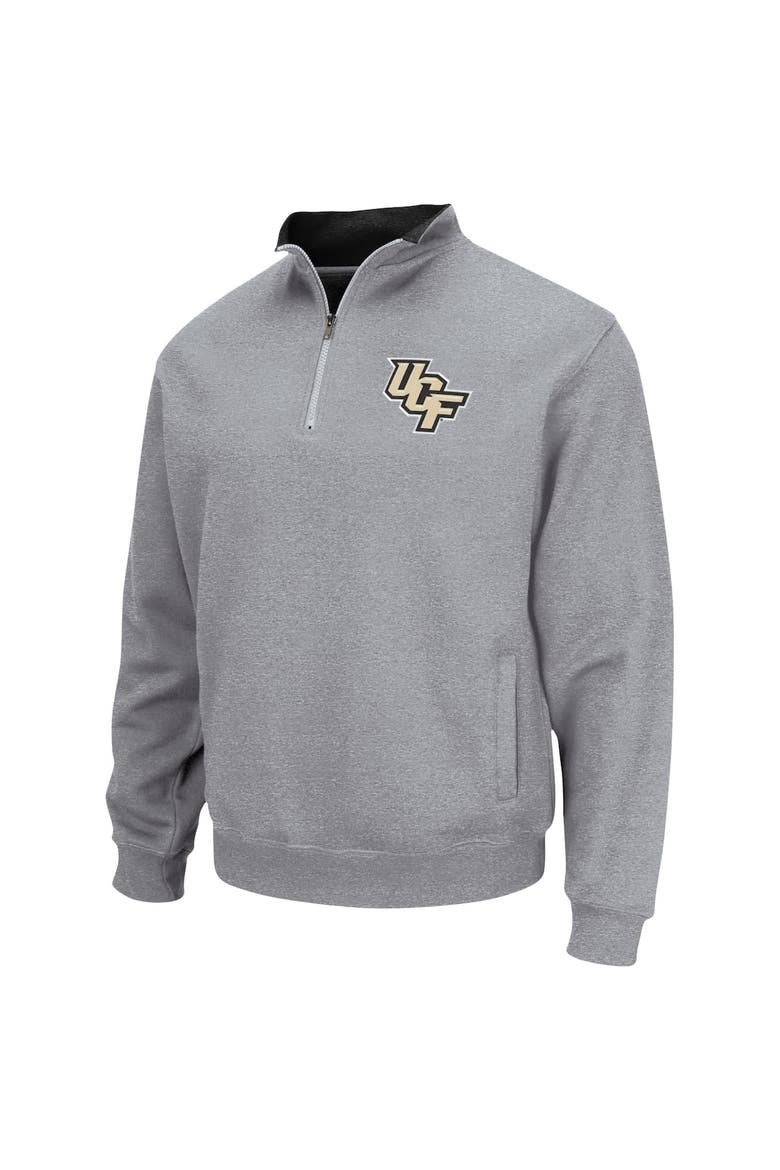Men's Colosseum Heathered Gray UCF Knights Tortugas Team Logo Quarter-Zip Jacket, Alternate, color, Heather Gray
