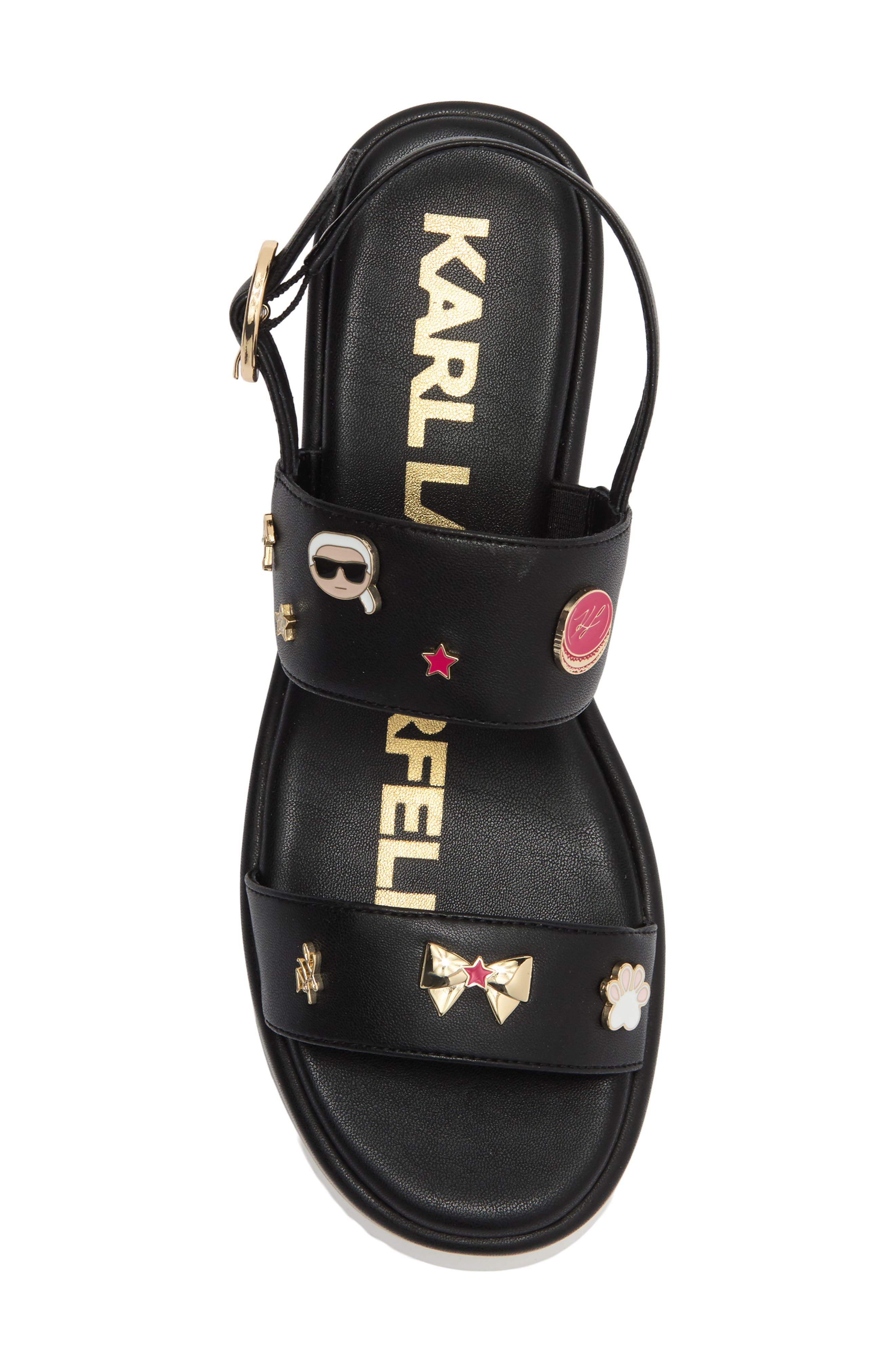 KARL LAGERFELD PARIS Cleome Slingback Platform Wedge Sandal, Alternate, color, Black