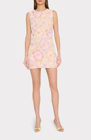 Milly Ivette Beaded Floral Appliqué Shift Minidress