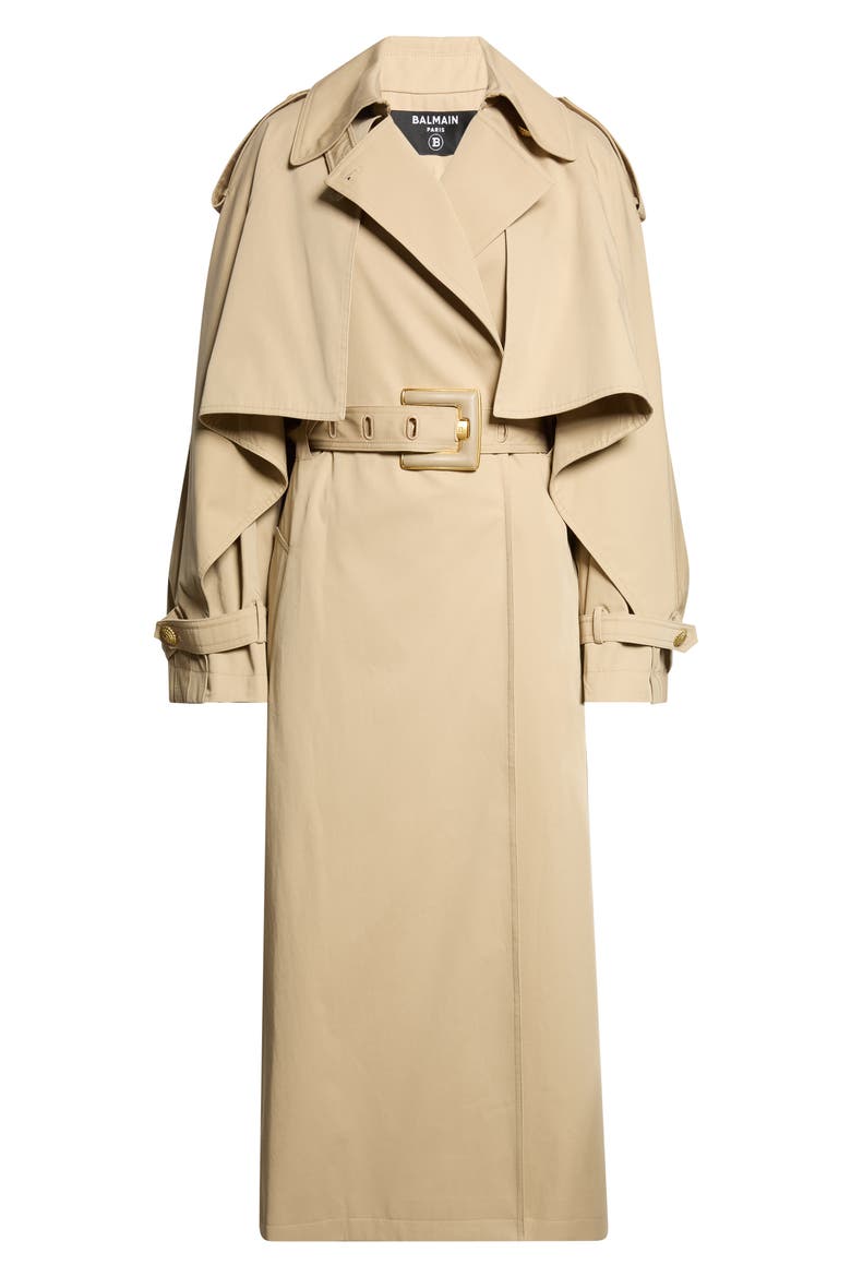 Belted Cotton Gabardine Trench Coat, Main, color, 0AN SAND