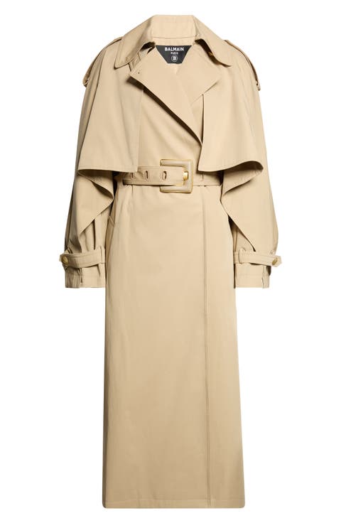 Belted Cotton Gabardine Trench Coat