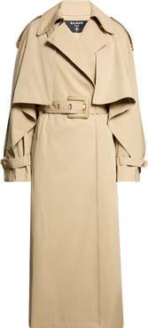 Balmain Belted Cotton Gabardine Trench Coat