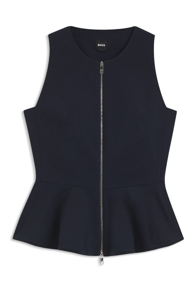 Julorna Zip Front Peplum Top, Alternate, color, SKY CAPTAIN