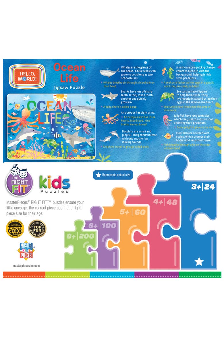 Hello, World! Ocean Life 24 Piece Puzzle, Alternate, color, Multicolor