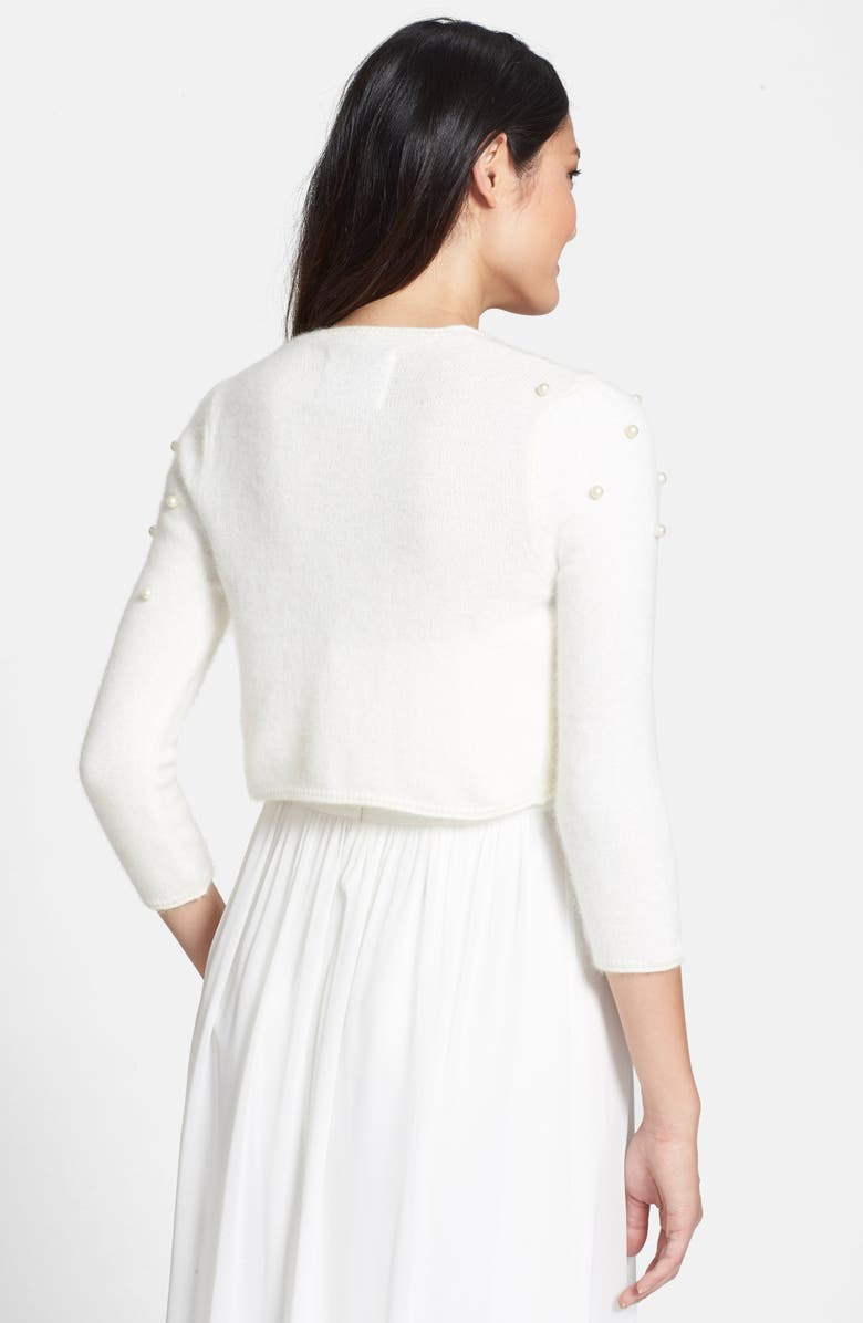 Jesús Peiró Angora Blend Bolero with Faux Pearls, Alternate, color, 