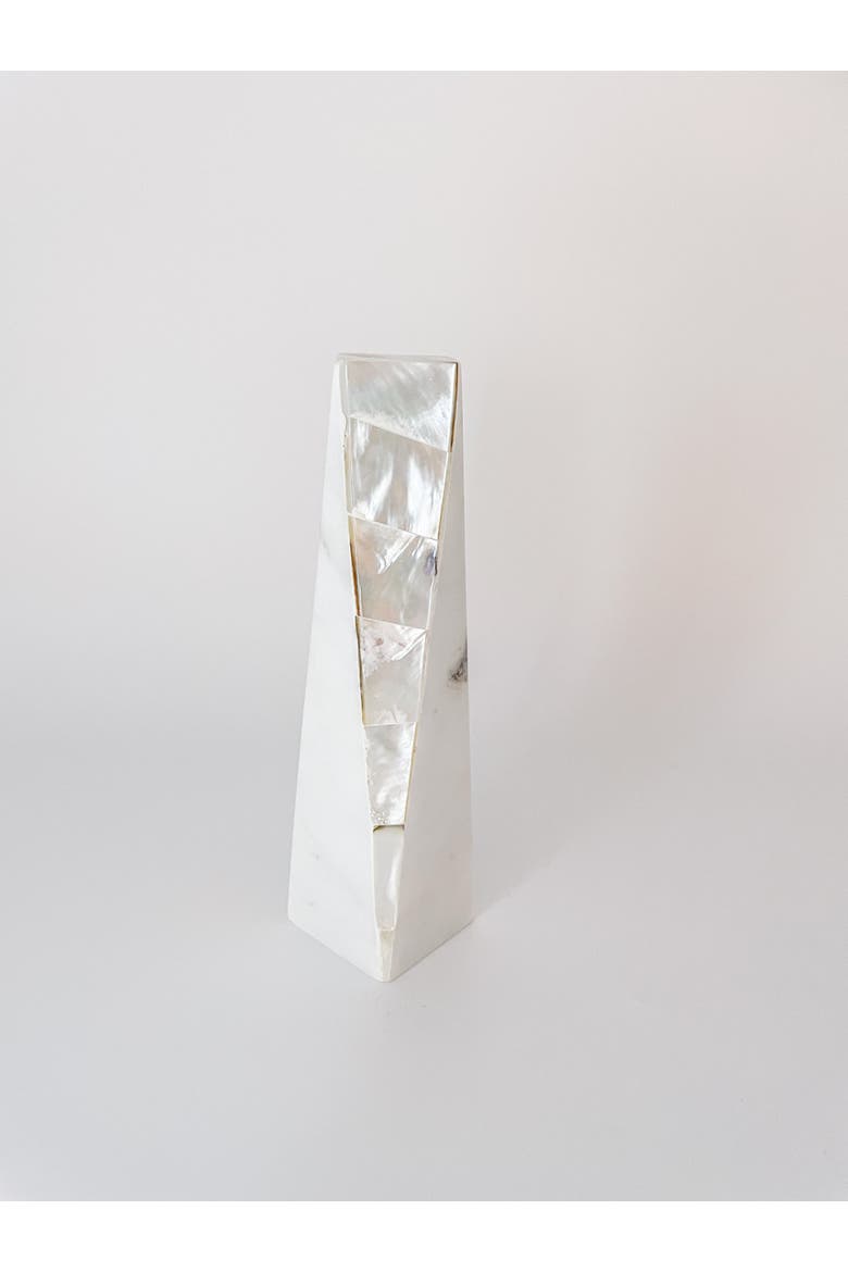 Marble Mother of Pearl Candle Holders, Alternate, color, White