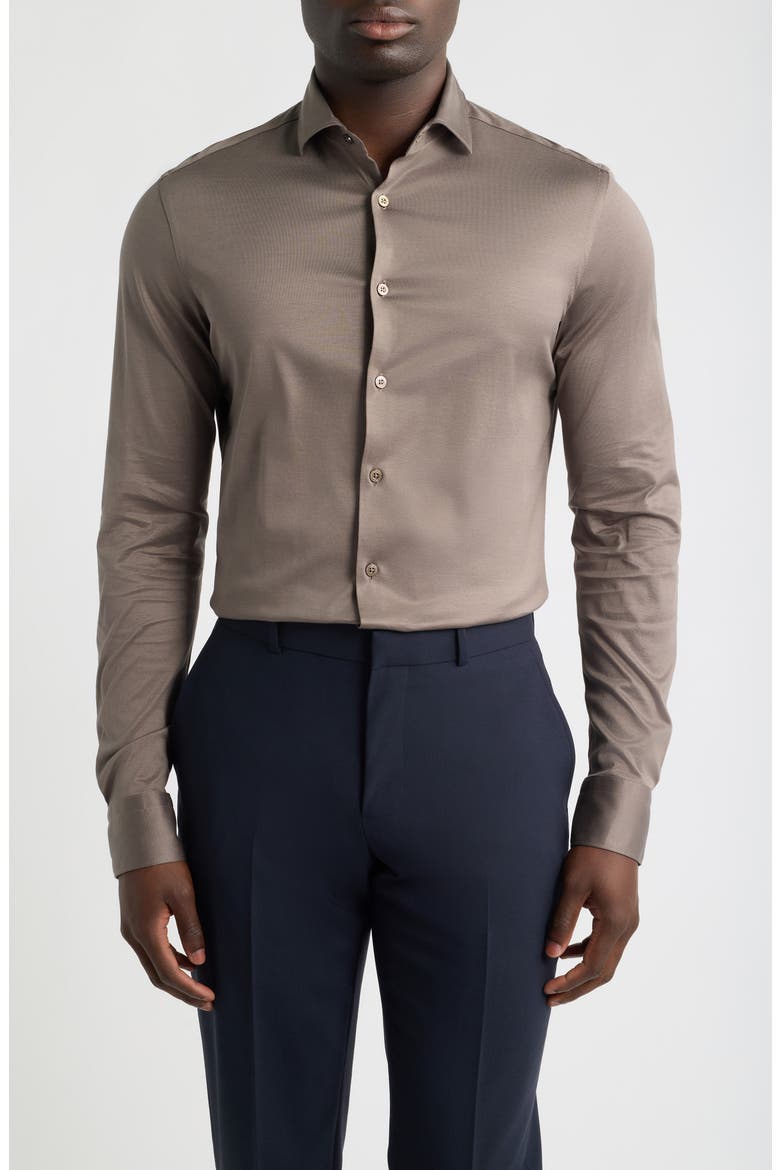 Regular Fit Cotton Jersey Shirt, Main, color, BROWN