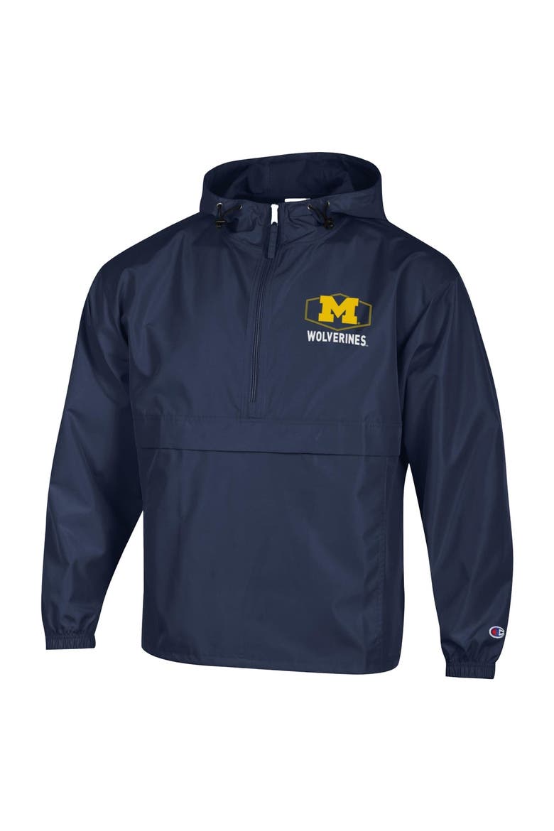 Men's Champion Navy Michigan Wolverines Delay Packable Half-Zip Jacket, Alternate, color, Navy