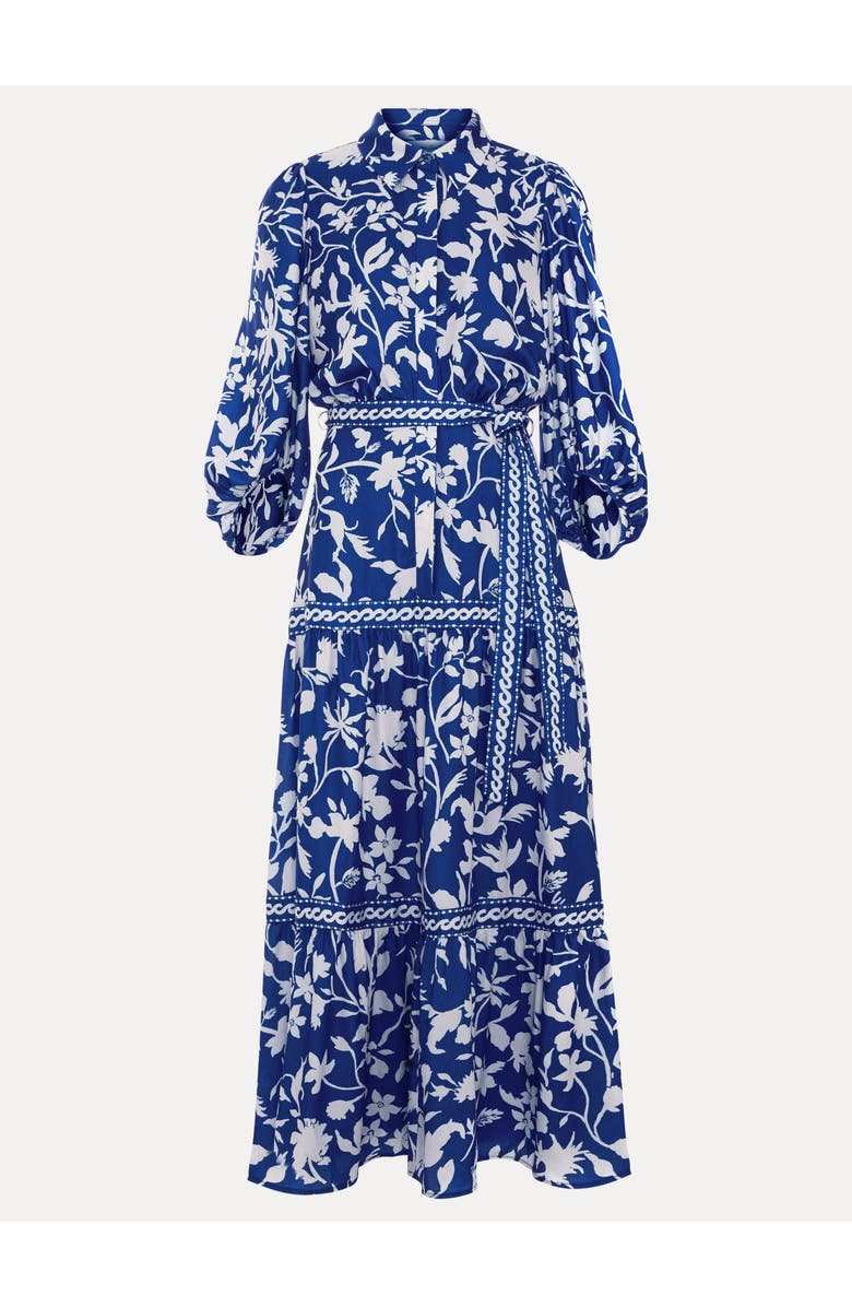 Phase Eight Floral Print Shirt Dress, Alternate, color, Blue