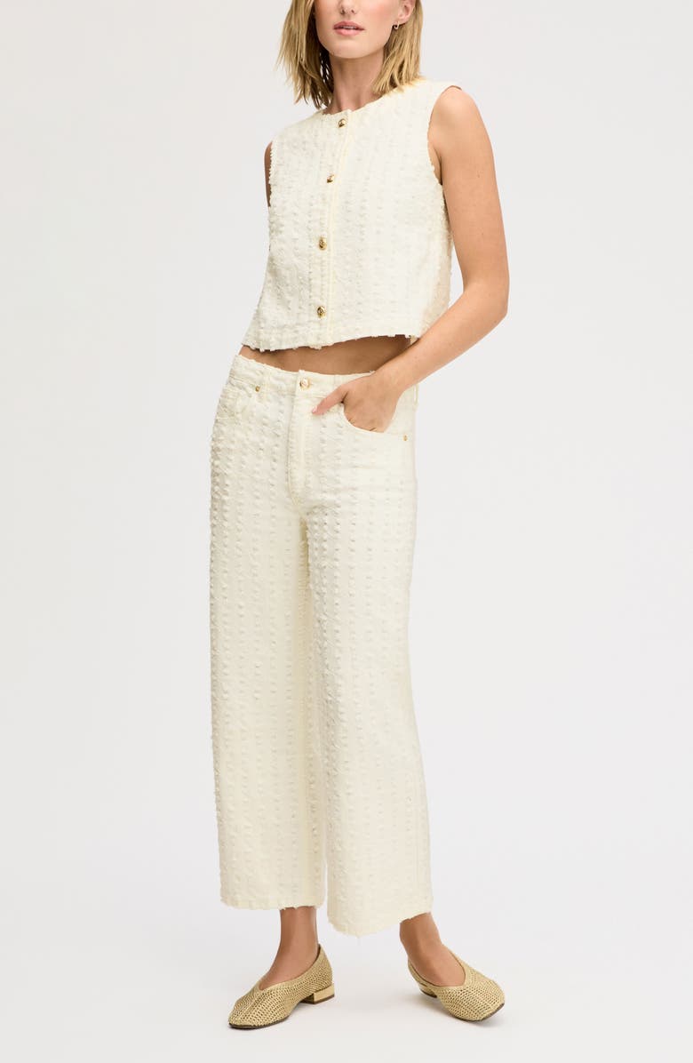 Sam Edelman Sleeveless Distressed Denim Crop Top, Alternate, color, Ecru