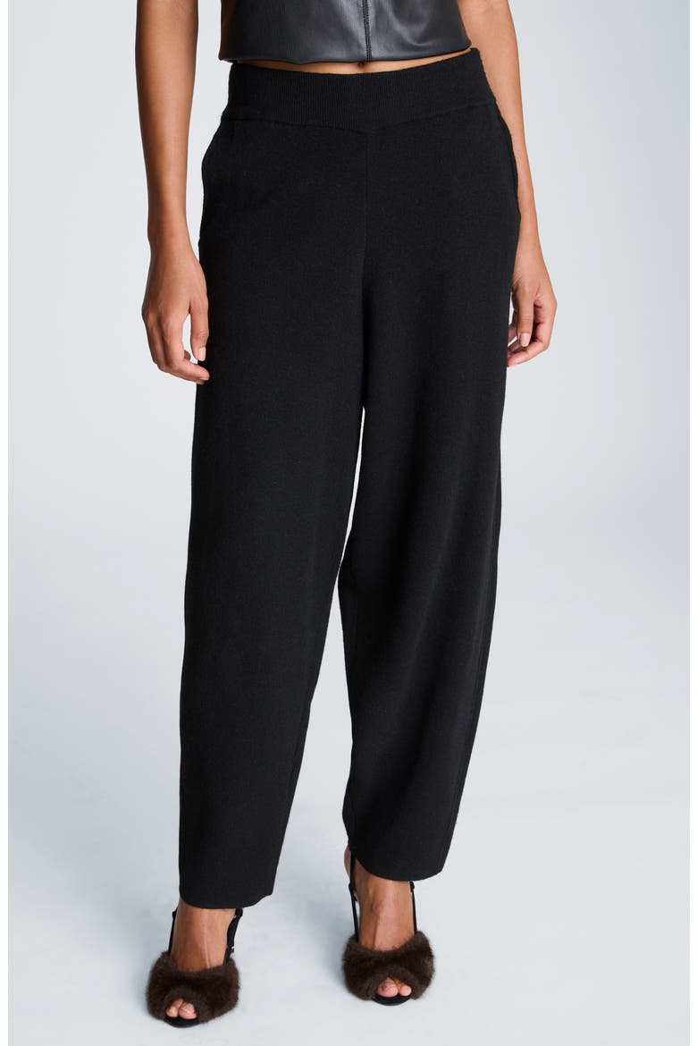 Wool & Cashmere Blend Barrel Leg Sweater Pants, Main, color, BLACK