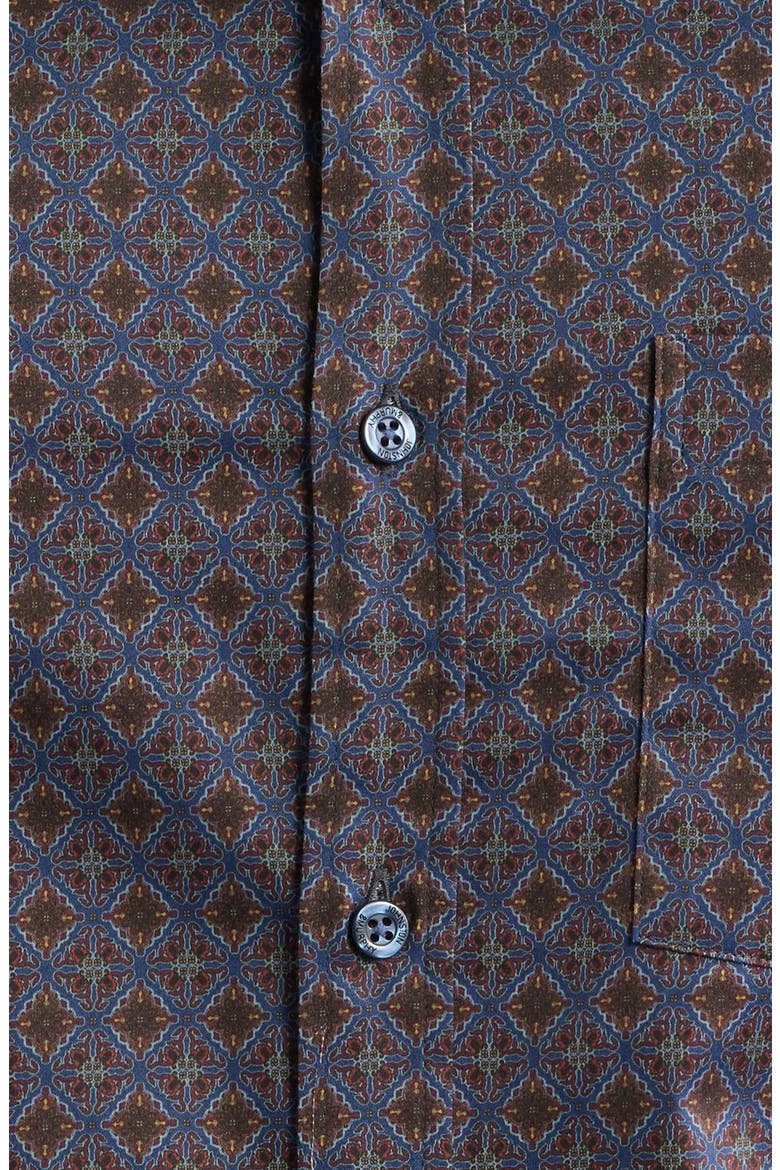 Logan Print Button-Up Shirt, Alternate, color, NAVY / BROWN MEDALLION CREST