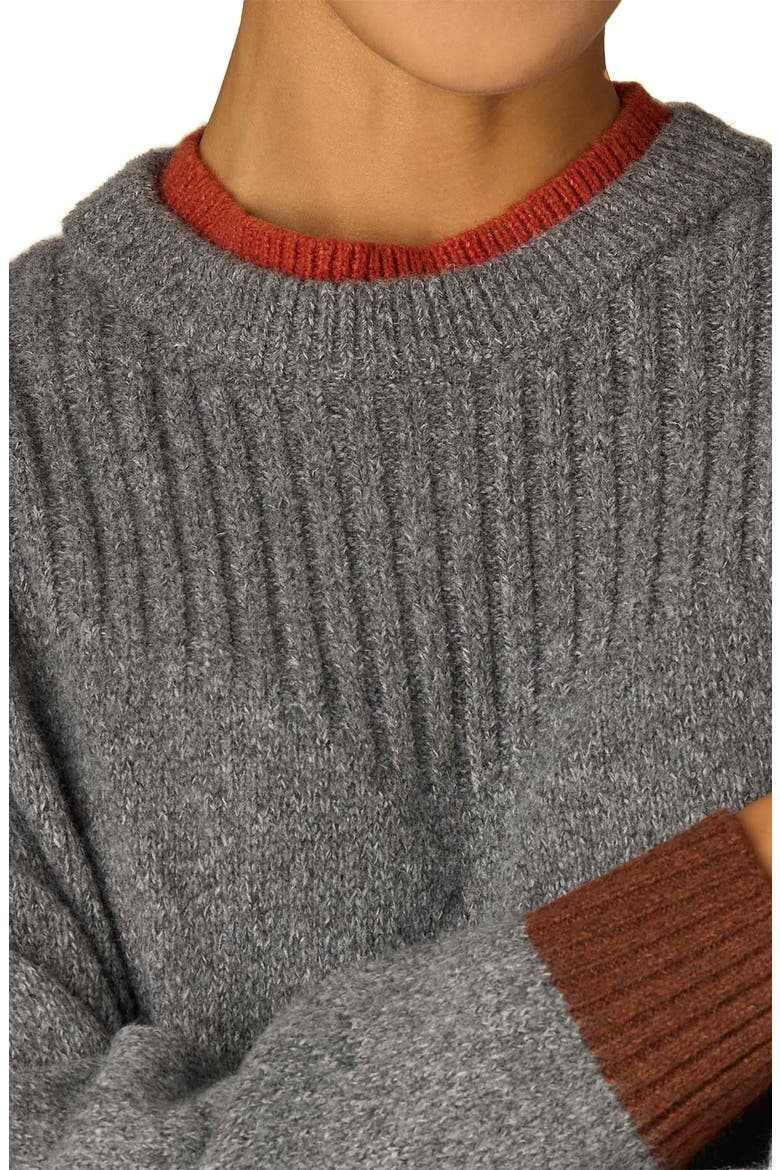 Crewneck Rib Sweater, Alternate, color, CHARCOAL