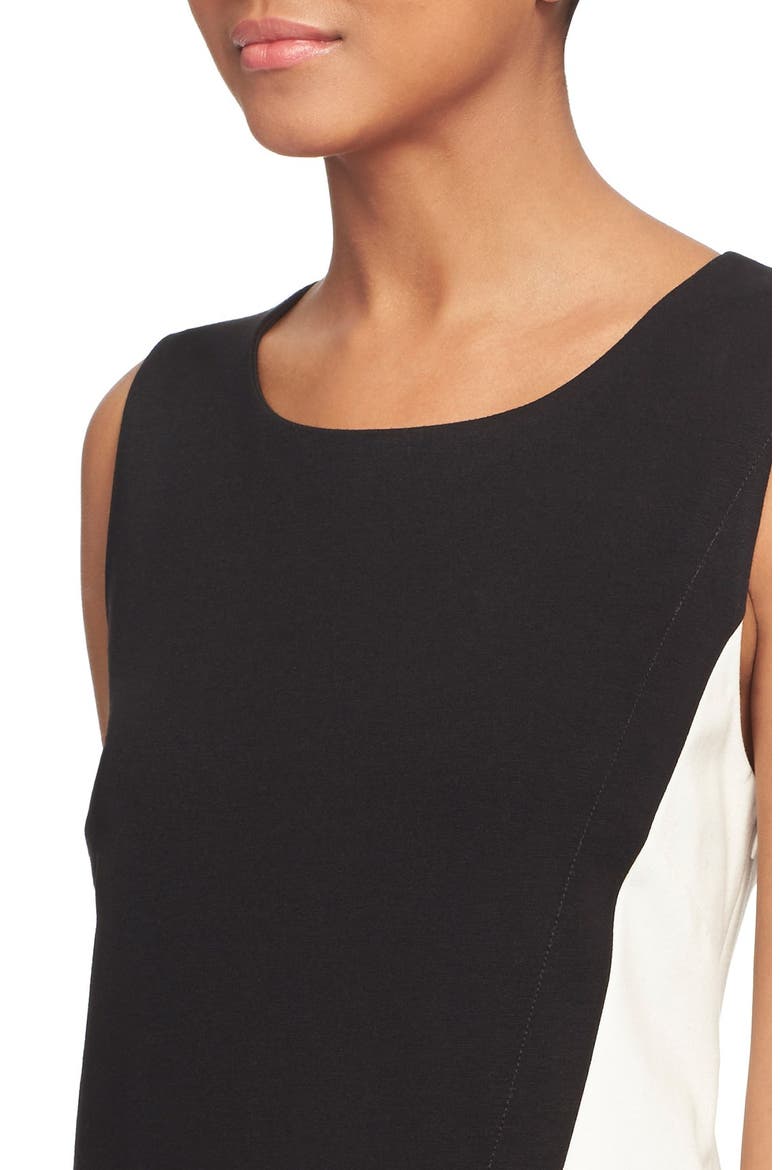 'Livvy' Asymmetrical Colorblock Sleeveless Shift Dress, Alternate, color, BLACK/ CANVAS WHITE