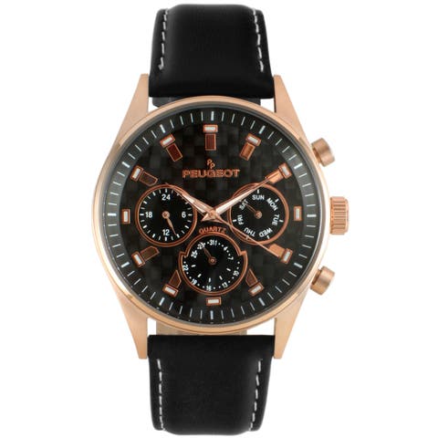 Dynamic Multi Function Carbon Fiber Dial Leather Watch- 43MM