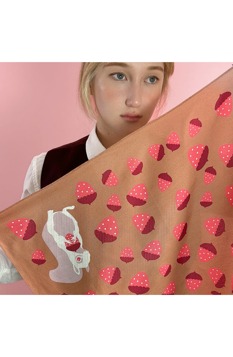 Centinelle Albino Squirrel Cotton Silk Bandana, Alternate, color, Brown