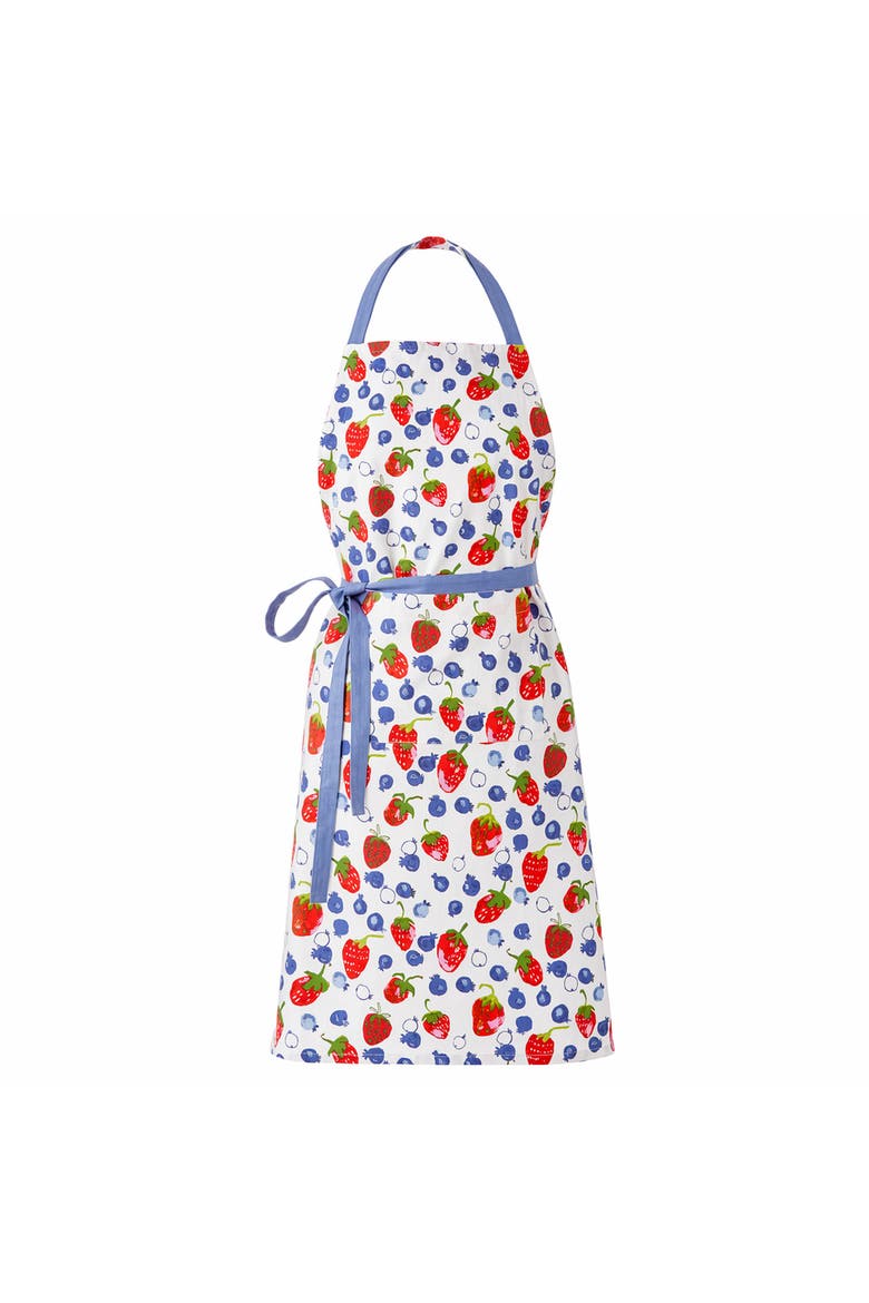 Tossed Berries Apron 100% Cotton Multi 35x24 in, Main, color, Blue
