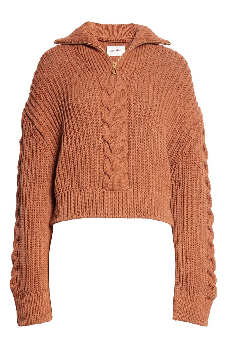 Nanushka Eria Cable Knit Sweater, Alternate, color, 