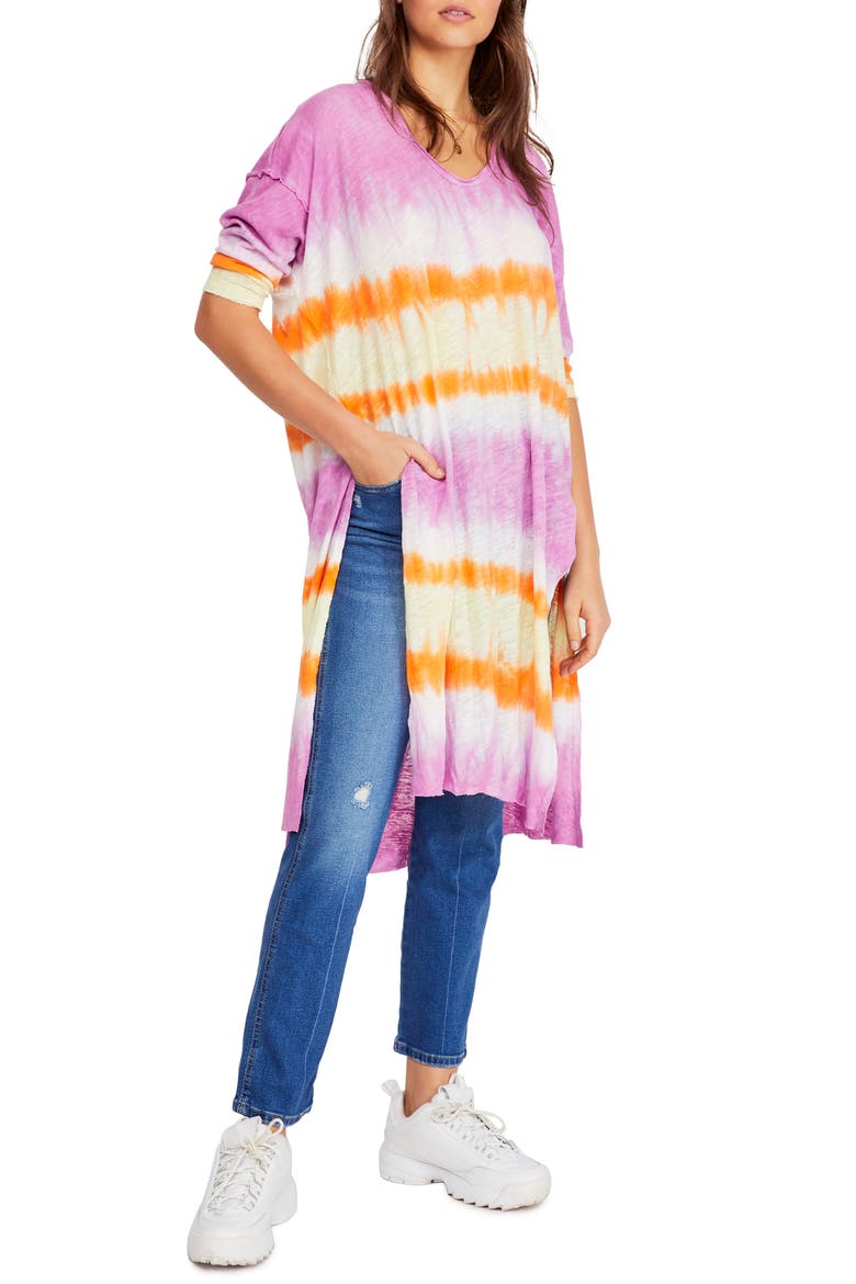 Pomona Linen & Cotton Tunic Tee, Main, color, LILAC