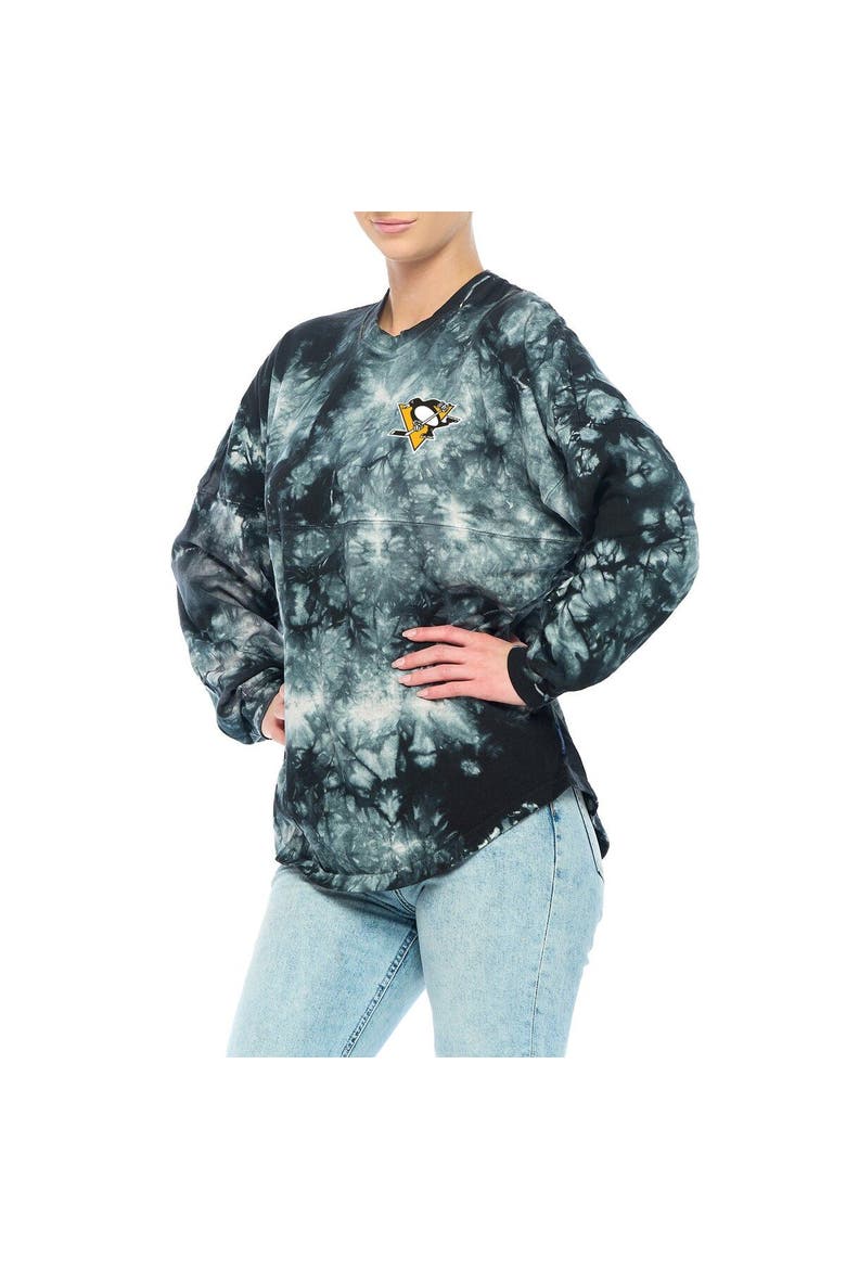 Women's Fanatics Branded Black Pittsburgh Penguins Crystal-Dye Long Sleeve T-Shirt, Main, color, Black