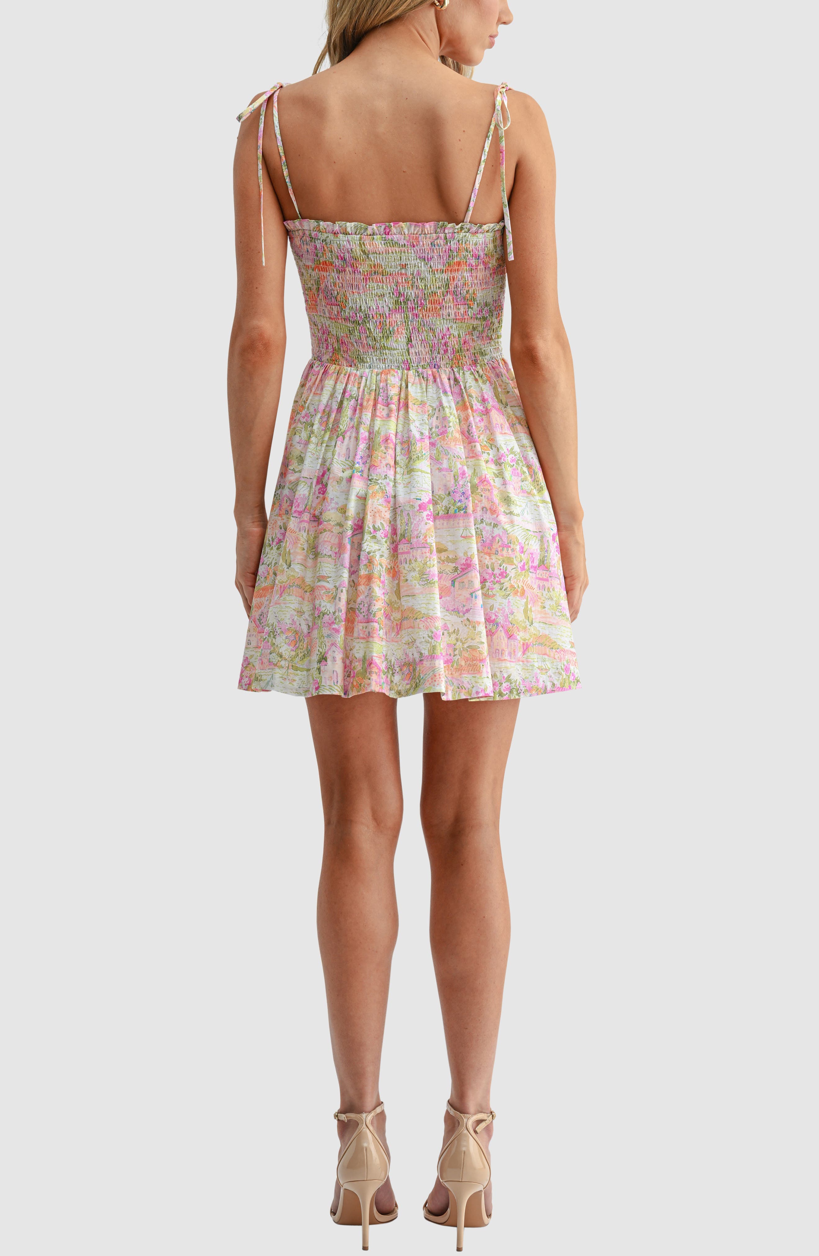 Tie Shoulder Smocked Minidress - image 2