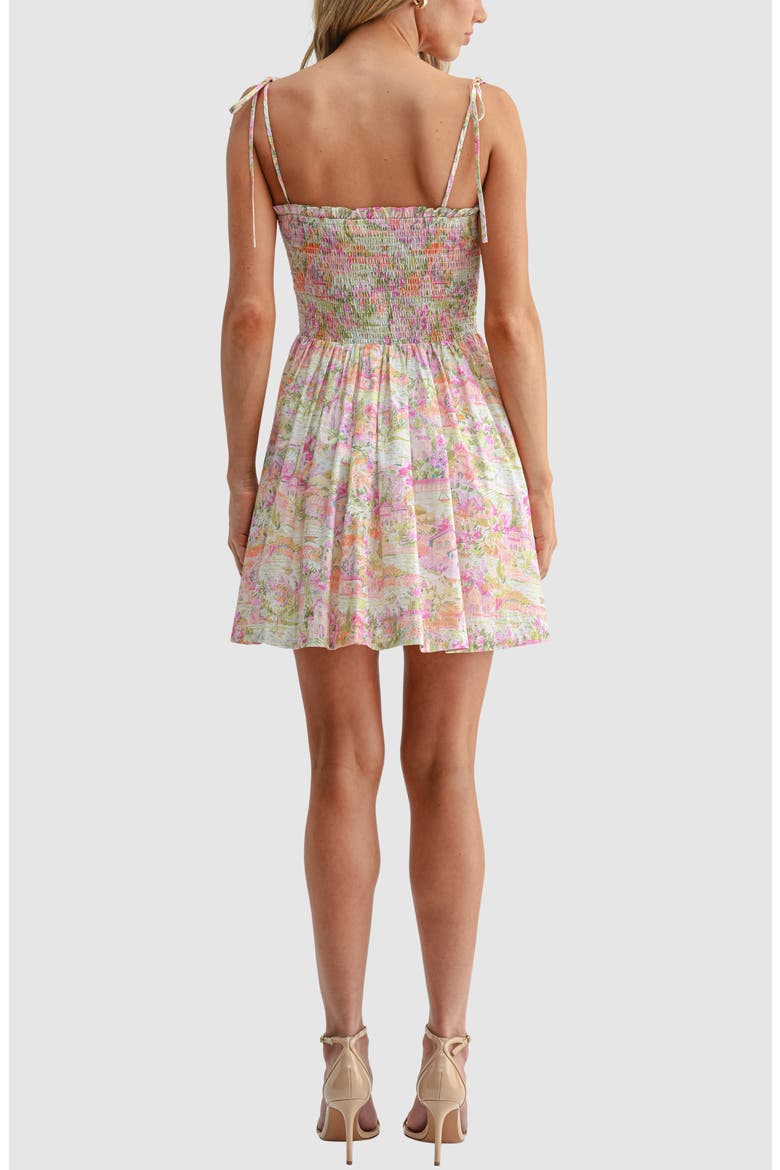 Tie Shoulder Smocked Minidress, Alternate, color, PINK MULTI