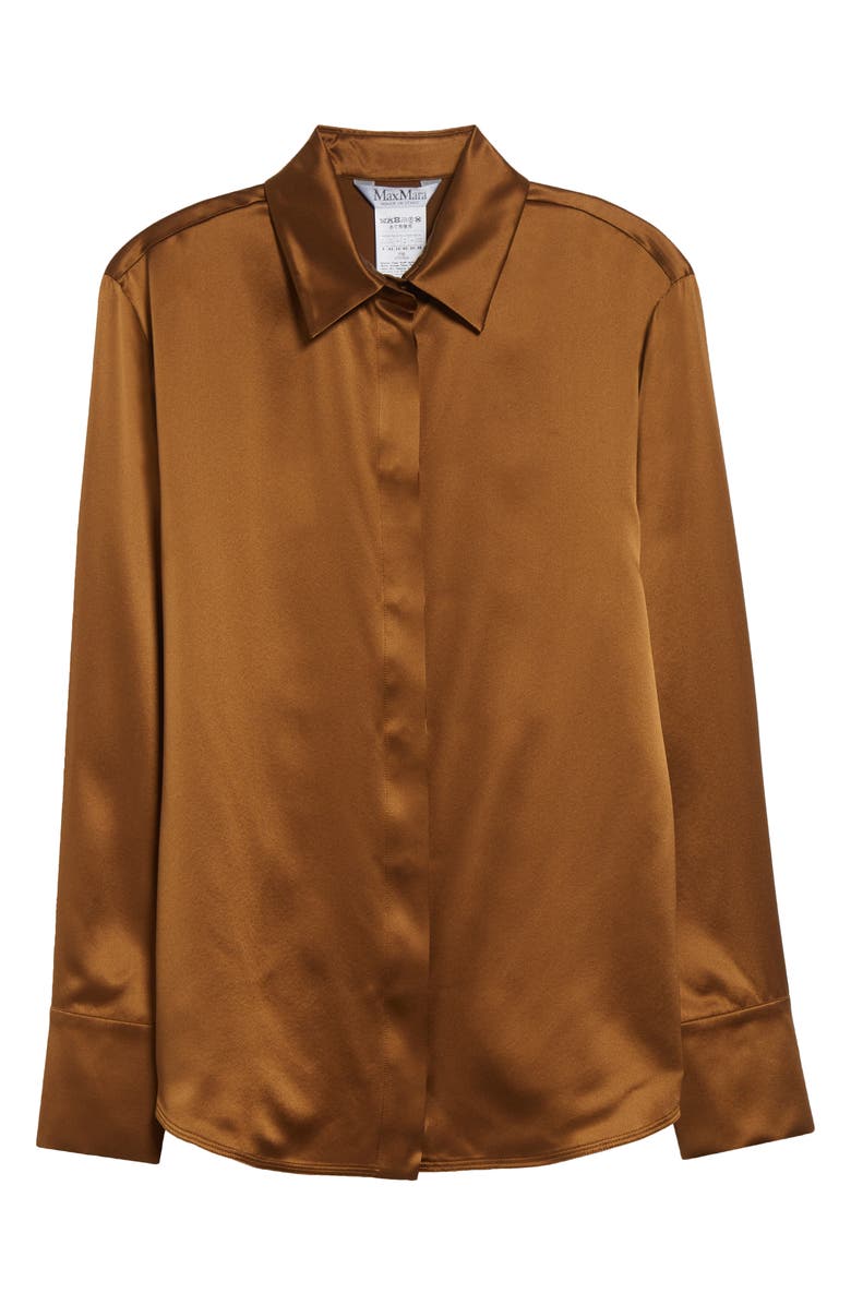 Max Mara Mazurca Silk Satin Button-Up Shirt, Alternate, color, 