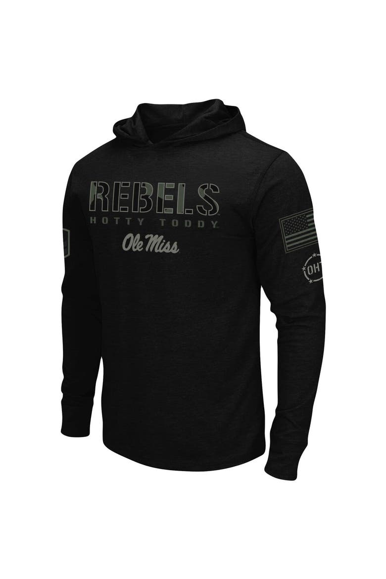 Men's Colosseum Black Ole Miss Rebels OHT Military Appreciation Hoodie Long Sleeve T-Shirt, Alternate, color, Black